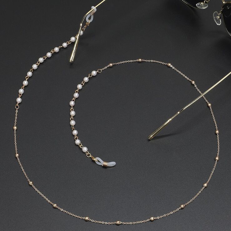 Metal non-slip chain, with pearl and beads, for glasses and masks GL346