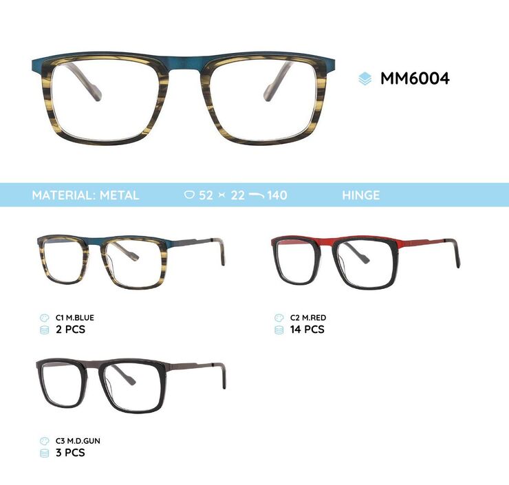 Metal men's frame for glasses MM6004