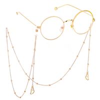Gold-colored metal non-slip chain, with pendant angel wings and beads, for glasses and masks GL422