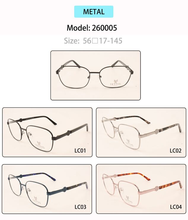 Metal eyeglasses frame for men with spring hinges 260005 (item in stock)