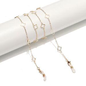 Gold-colored metal non-slip chain, with hollow flowers, for glasses and masks GL1518