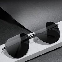 Polarized photochromic metal rimless sunglasses KY222107