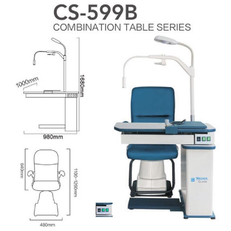 Ophthalmologist workstation, combined table + chair CS-599B, tabletop 980*490 mm