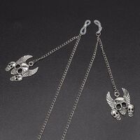 Silver-colored metal non-slip chain, with skull pendant, for glasses and masks GL590