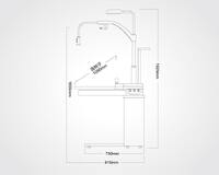Ophthalmologist workstation, combined table + chair S-880B, tabletop 880*500 mm