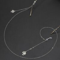 Silver-colored metal non-slip chain, with tree of life and rhinestone, for glasses and masks GL233