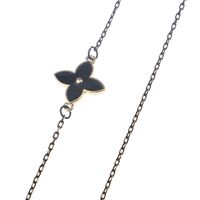 Black-colored metal non-slip chain, with flower grass, for glasses and masks GL091