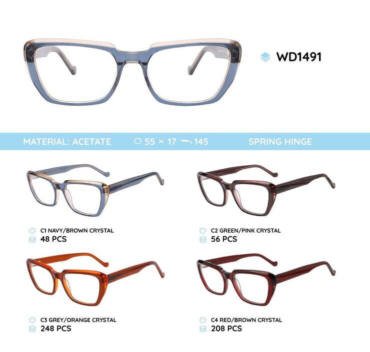 Plastic acetate eyeglasses frame for women WD1491