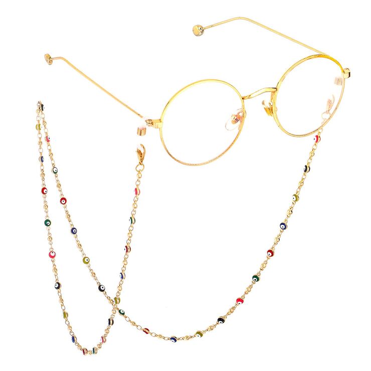 Metal non-slip chain, with eyes and beads, for glasses and masks GL689