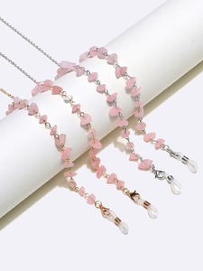 Набор из двух золотых и серебряных цепочек для очков с натуральными розовыми кристаллами GM129