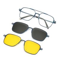 Metal Blue Ray Cut protection men's frame + magnet sunshade clip-on 7009-GT