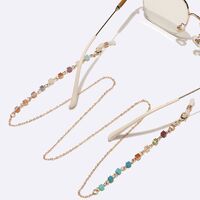 Gold-colored metal non-slip chain, with square crystal, for glasses and masks GL1717