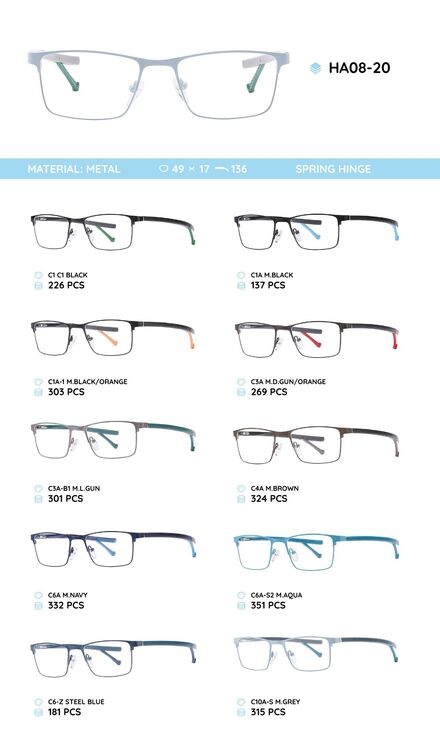 Metal frame with temples made of TR-90 material HA08-20
