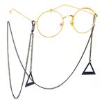 Black-colored metal non-slip chain, with pendant large triangle, for glasses and masks GL493