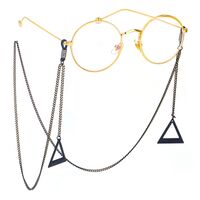 Black-colored metal non-slip chain, with pendant large triangle, for glasses and masks GL493