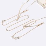 Металлическая нескользящая цепочка золотого цвета, с жемчугом 8 мм, для очков и масок GL1453