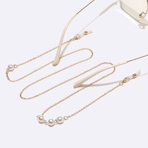 Gold-colored metal non-slip chain, with pearl 8 mm, for glasses and masks GL1453