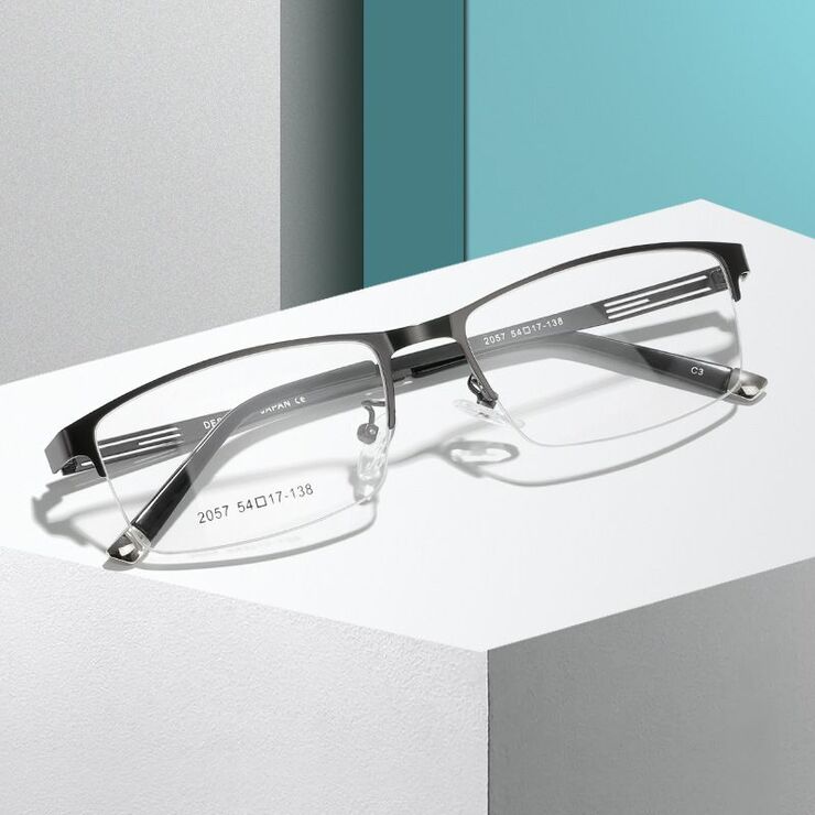 Metal semi rimless nylor glasses for myopia with Blue ray cut protection, diopters from 0.00 to -4.00, KY2057