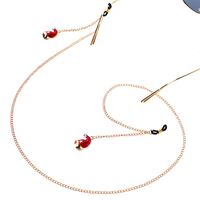 Gold-colored metal non-slip chain, with Christmas hat pendant, for glasses and masks GL009