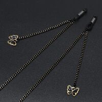 Black-colored metal non-slip chain, with pendant butterfly, for glasses and masks GL674