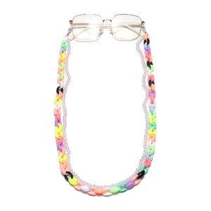 Metal and acrylic eyeglasses double chain GL1159