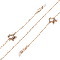 Металлическая нескользящая цепочка золотого цвета, с совой со стразами, для очков и масок GL1446