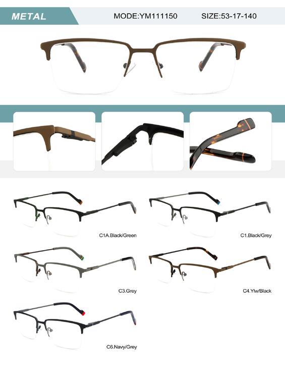 Metal frame for men with spring hinges YM111150-DA