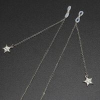 Metal non-slip chain, with pendant star with rhinestone, for glasses and masks GL407