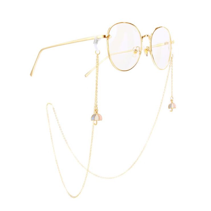 Gold-colored metal non-slip chain, with umbrella, for glasses and masks GA018
