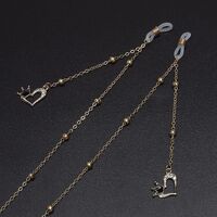 Metal non-slip chain, with pendant heart and rhinestones, for glasses and masks GL581