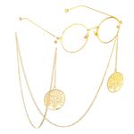 Gold-colored metal non-slip chain, with pendant tree of life, for glasses and masks GL769