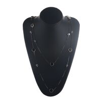 Metal non-slip black chain with crystal and black round for glasses and sweater GL868