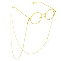 Gold-colored metal non-slip chain, with white heart, for glasses and masks GL706
