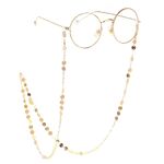 Gold-colored metal non-slip chain, with gold disc, for glasses and masks GL254