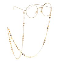 Gold-colored metal non-slip chain, with gold disc, for glasses and masks GL254
