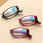 Очки складные пластиковые для чтения, с футляром, с защитой Blue ray cut, автоматические диоптрии +1.00-6.00, РМЦ=62-64 KY013折叠变焦老花