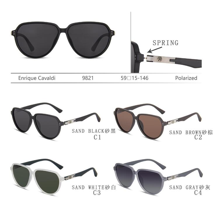 Polarized plastic sunglasses with spring hinhes Enrique Cavaldi EC9821