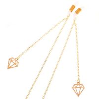 Gold-colored metal non-slip chain, with diamond-shaped pendant, for glasses and masks GL300