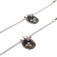 Silver-colored metal non-slip chain, with bird's nest and pearls, for glasses and masks GL056