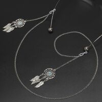 Silver-colored metal non-slip chain, with pendant leaves and multi-layer tassel, for glasses and masks GL585