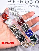 Set of rhinestones with a flat bottom for decorating frames and glasses, 13 types (price per package, minimum order - 3 packs)