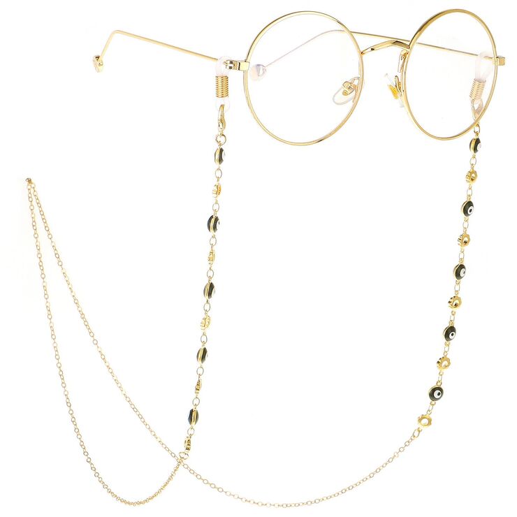 Metal non-slip chain, with eye and flower, for glasses and masks GL262