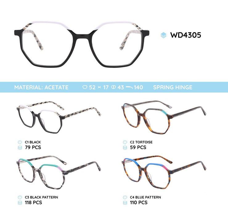 Plastic acetate eyeglasses frame WD4305