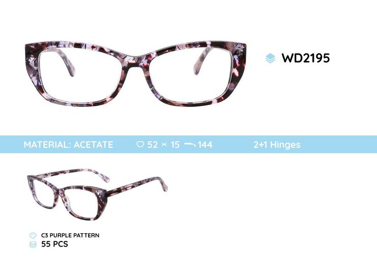 Plastic acetate eyeglasses frame for women WD2195
