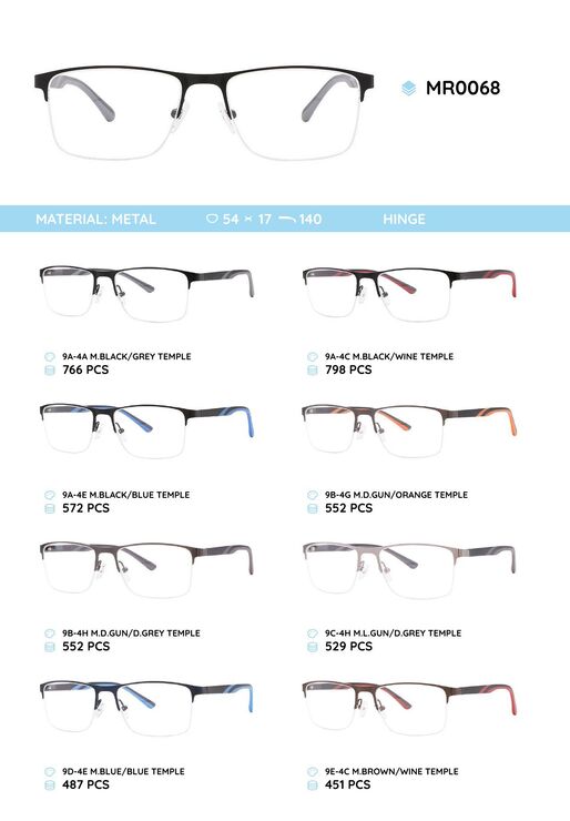 Металлическая оправа с дужками из материала TR-90 MR0068