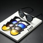 TR90/PC plastic frame + 5 polarized sun protection magnet clip-on set + leather bag El Dorado EL2365A
