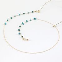 Gold-colored metal non-slip chain, with natural turquoise beads, for glasses and masks GL995