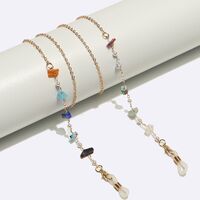 Gold-colored metal non-slip chain, with pearl beads and color crystal, for glasses and masks GL1702