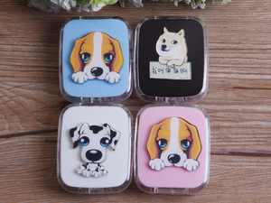 Набор для контактных линз складной с зеркалом и пинцетом FZ2205(9018小狗)