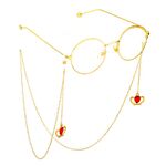 Gold-colored metal non-slip chain, with crown and crystal, for glasses and masks GL704